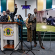 Civil rights attorney Ben Crump raises his fist while speaking during a press conference at the Renaissance Church of God in Christ Family Life Center in Grand Rapids on Thursday, April 14, 2022. Crump is representing the family of Patrick Lyoya, who was shot and killed by a GRPD officer on April 4.